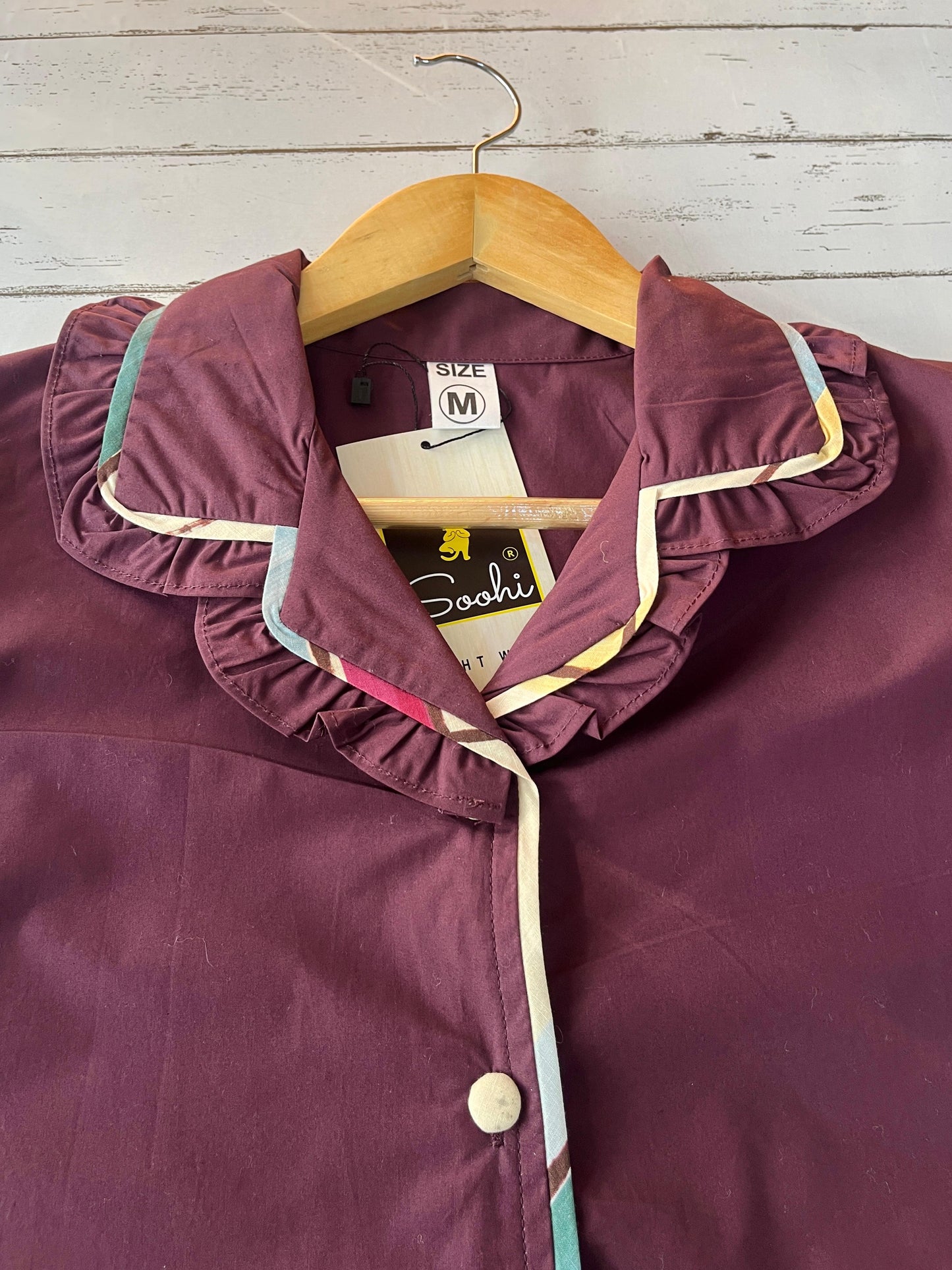 Wine Embroidered Sparrow Pj Set (Women)