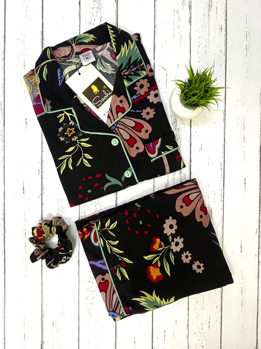 Black Florals PJ Set (Women)