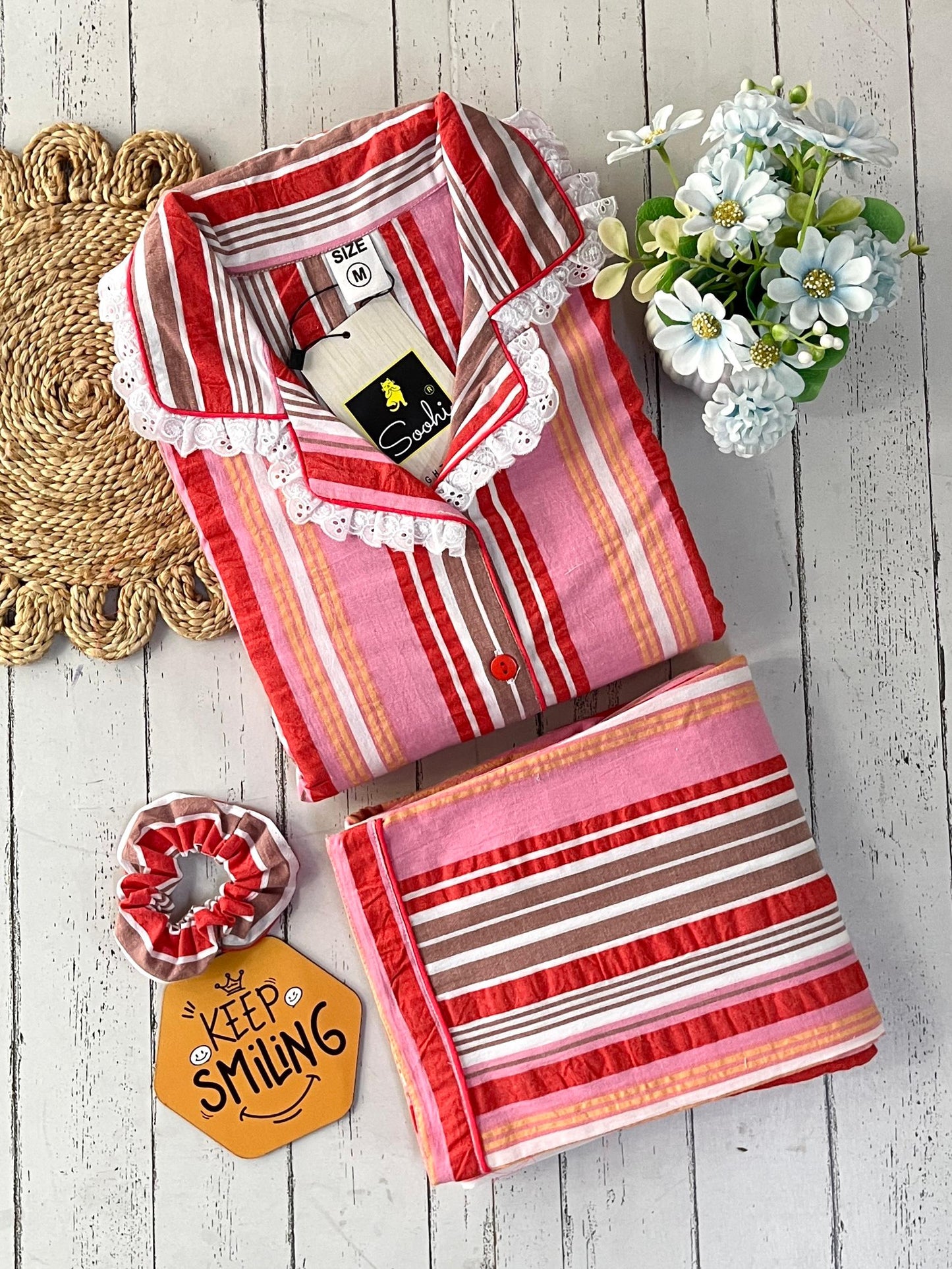 Multi Stripes Pj Set (Loved by Tanya Mittal)