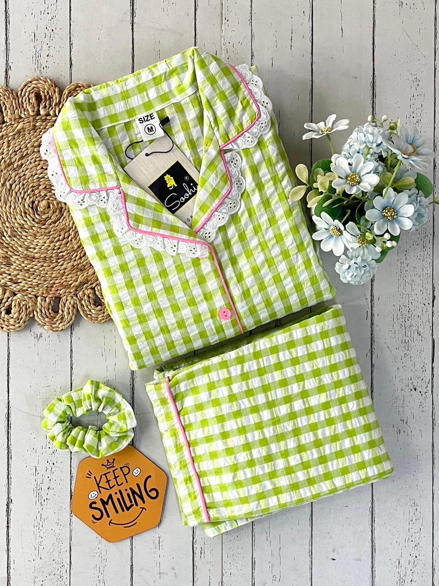 Parrot Green Check Pj Set (Women)