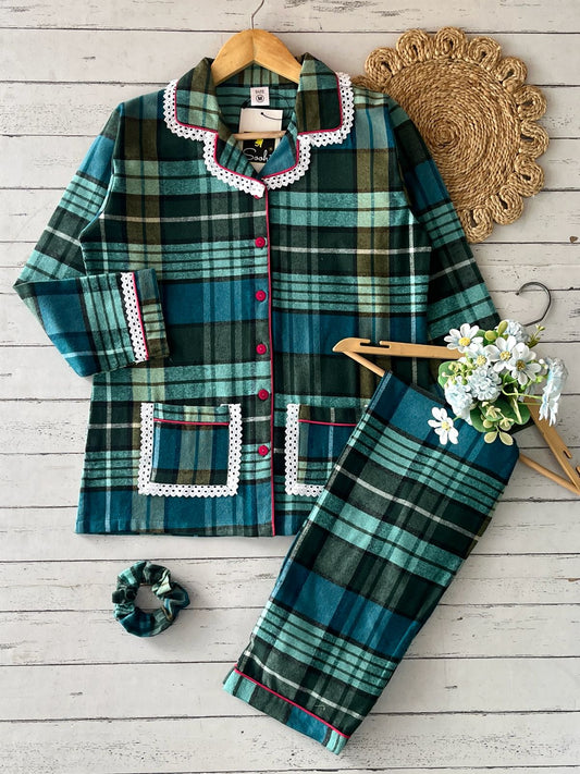 Green Winter Check PJ Set (Women)