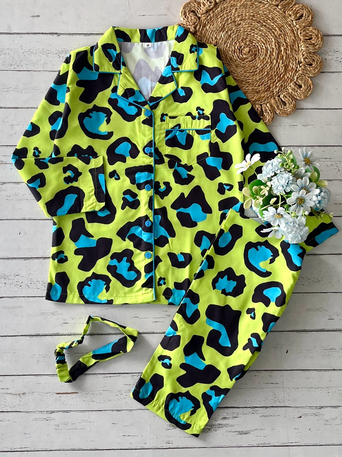 Green and Black leopard Pj Set (Kids)