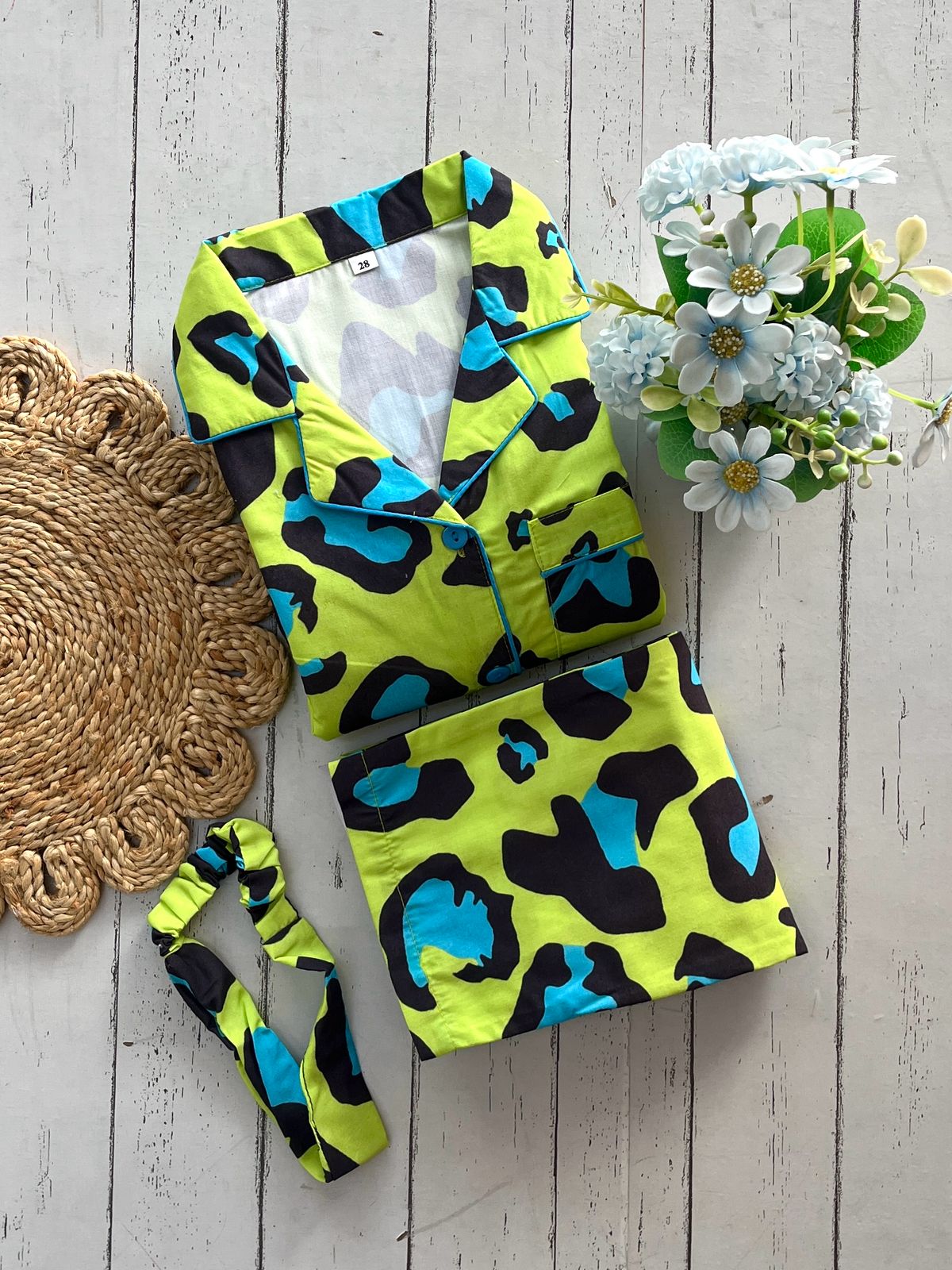 Green and Black leopard Pj Set (Kids)