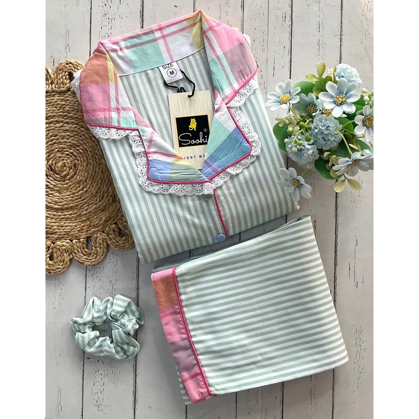 Green Stripe Pj Set (Women)