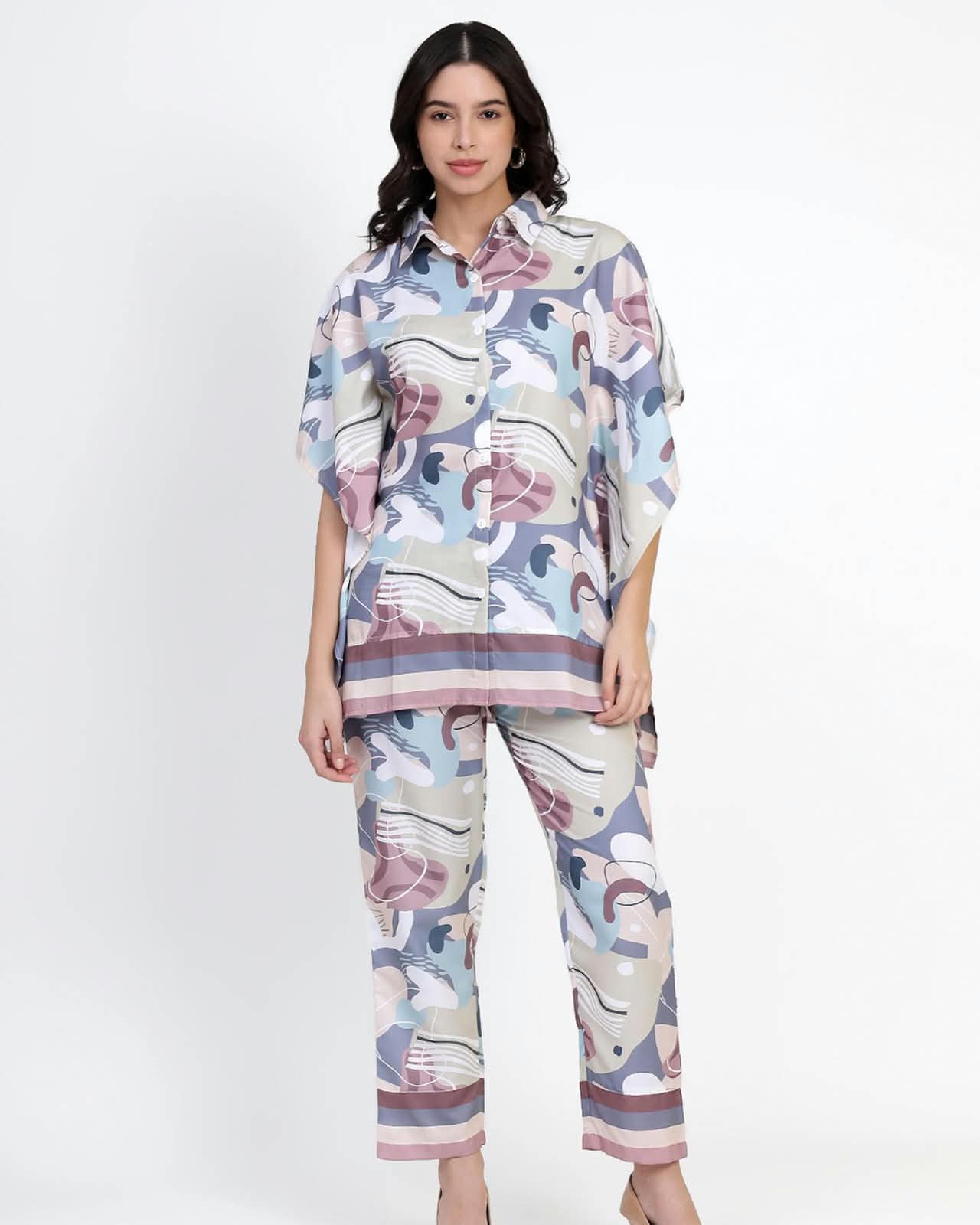 Green Abstract Kaftan Set (Women)