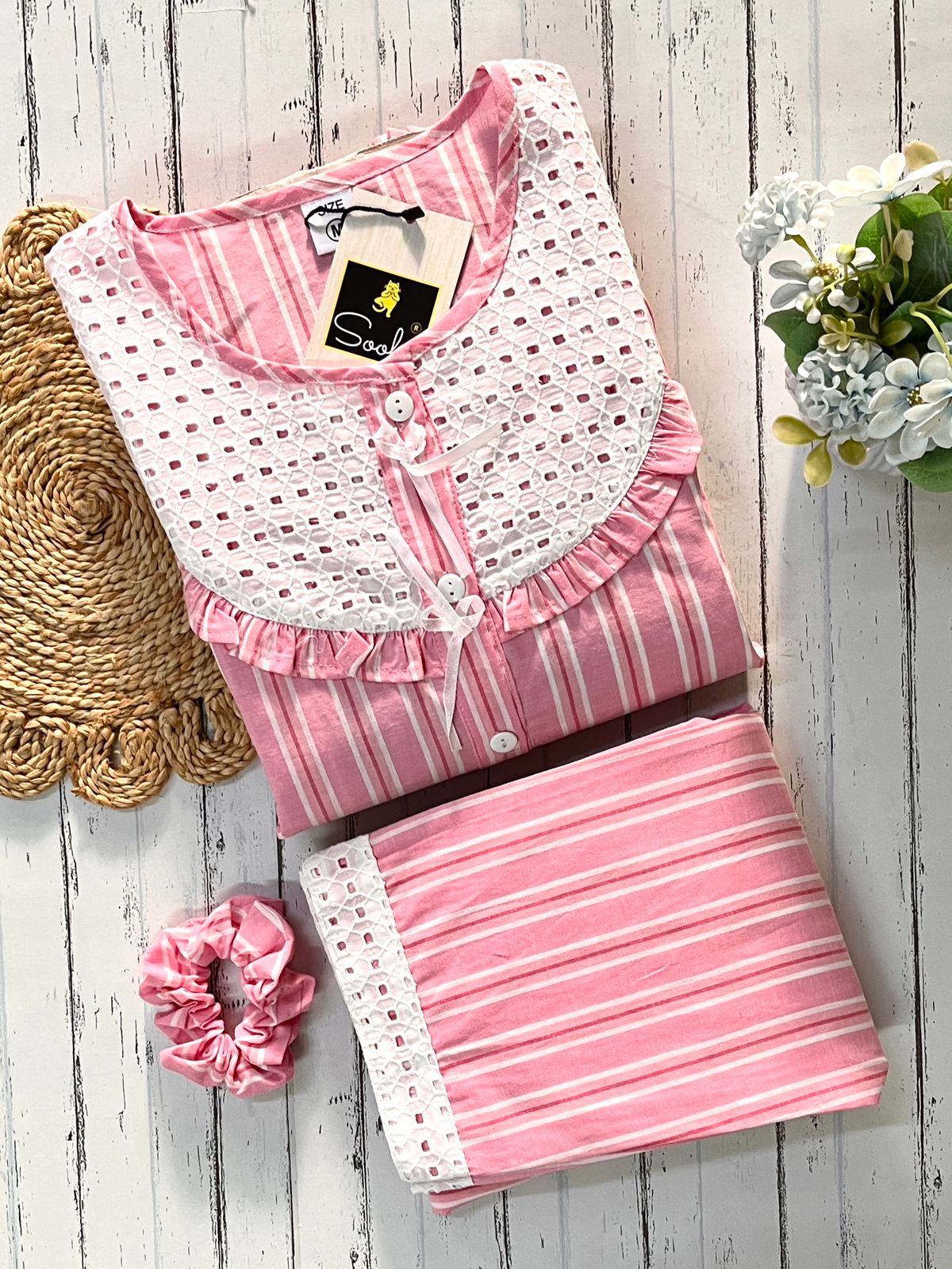 Pink Stripe Round Neck Pj Set (Women)