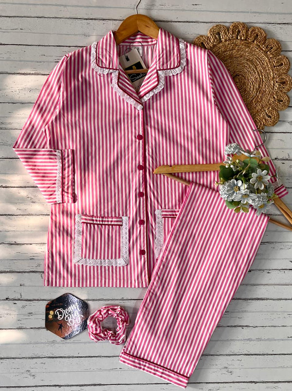 Pink White Stripe Set (Women)
