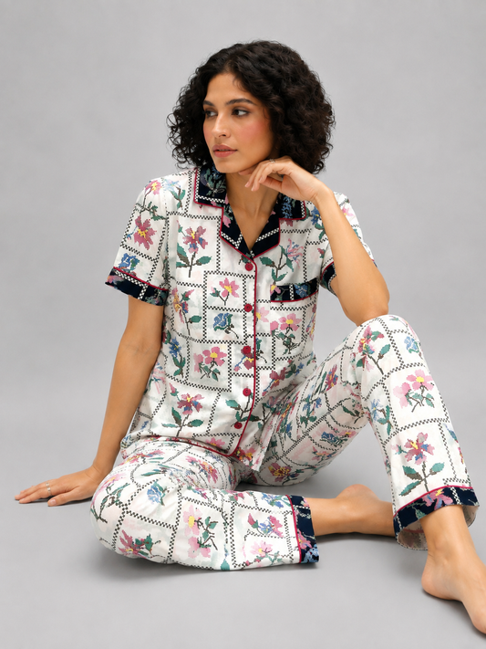 White Vintage Garden Pj Set (Women)