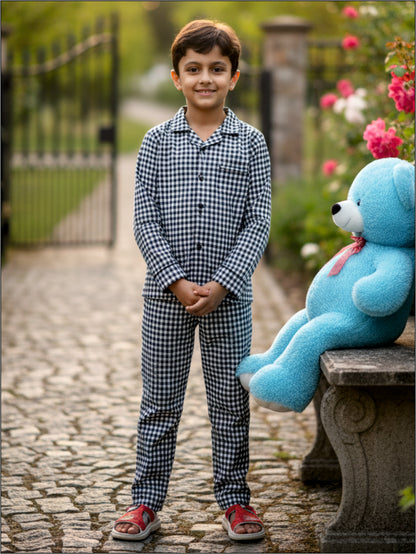 B/W check pj set for BOYS