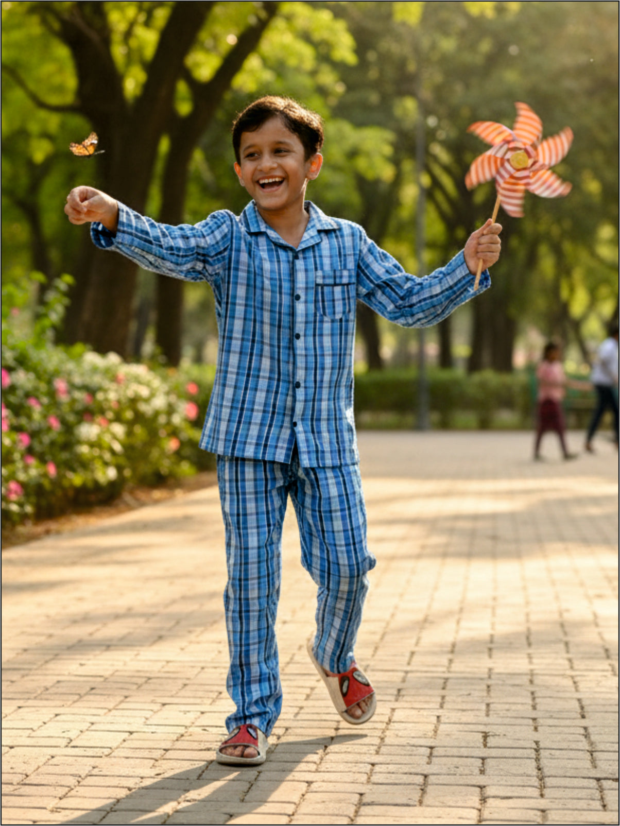 Blue check pj set for BOYS